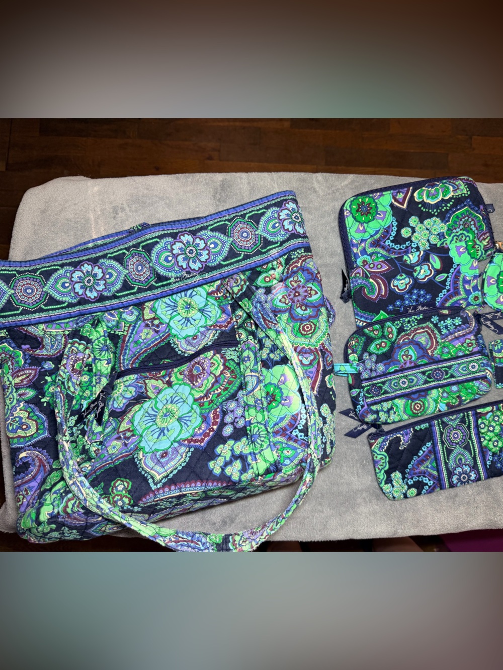 Large Vera Brady Quilted Floral Paisley Tote, wallet, checkbook cover and Misc